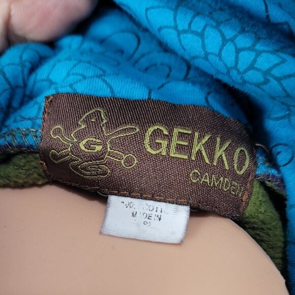 Camden GEKKO Green Pullover Purple & Blue Accents Floral Appliqué Funnel Neck - Picture 6 of 14